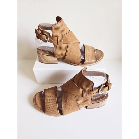 Miz Mooz Fiji Buckle Leather Strappy Criss Cross Open Peep Toe Sandals 37 6.5 7 - Picture 7 of 12